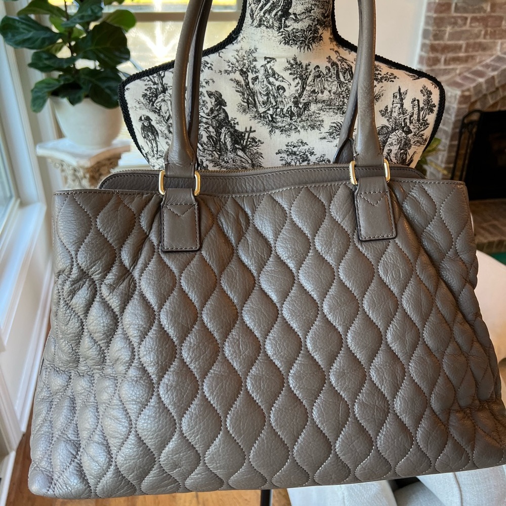Vera Bradley Quilted Leather Satchel - Brown